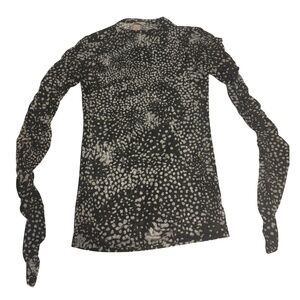H&M MESH POLK DOT RUFFLE LONG SLEEVE SHIRT